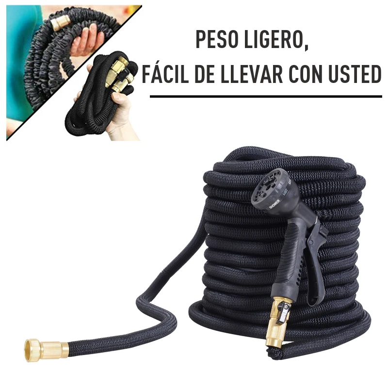 Outsunny Manguera Extensible de Jardín Manguera Flexible hasta 15m para Riego y Limpieza con 3 Veces de Maleabilidad Tubería Ampliable con 8 Modos Presión Máxima: 8bar (116psi)