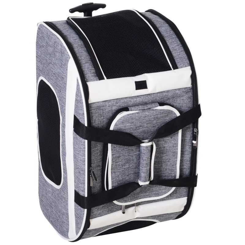 PawHut Transportin Carrito Perro 2 en 1 Mochila Carrito Plegable 65x37x46cm Mascotas Perro Gato