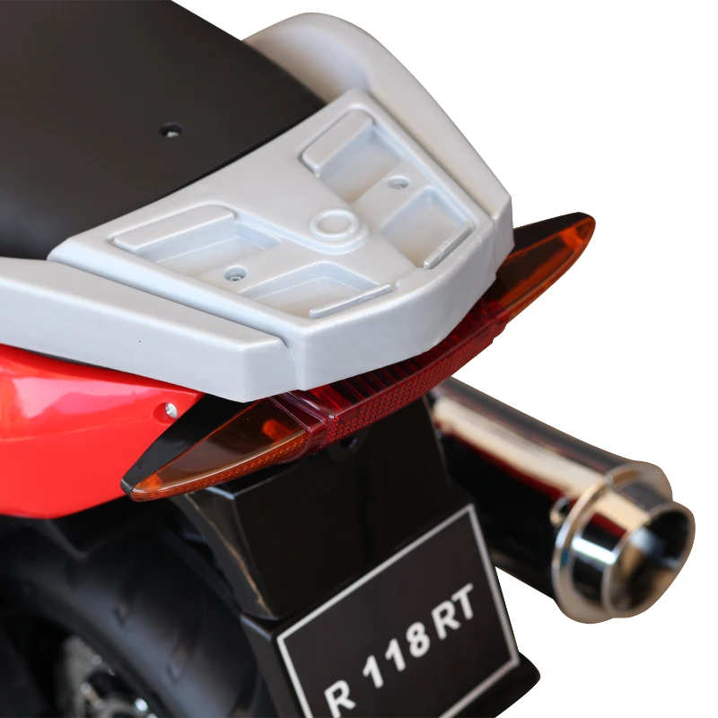 HOMCOM Coche Correpasillos Niños 3-8 años Moto Eléctrica Infantil 3-7 km/h Batería 12V Doble Motor con Luces y Música Ruedas Seguras 120x60x65cm Rojo