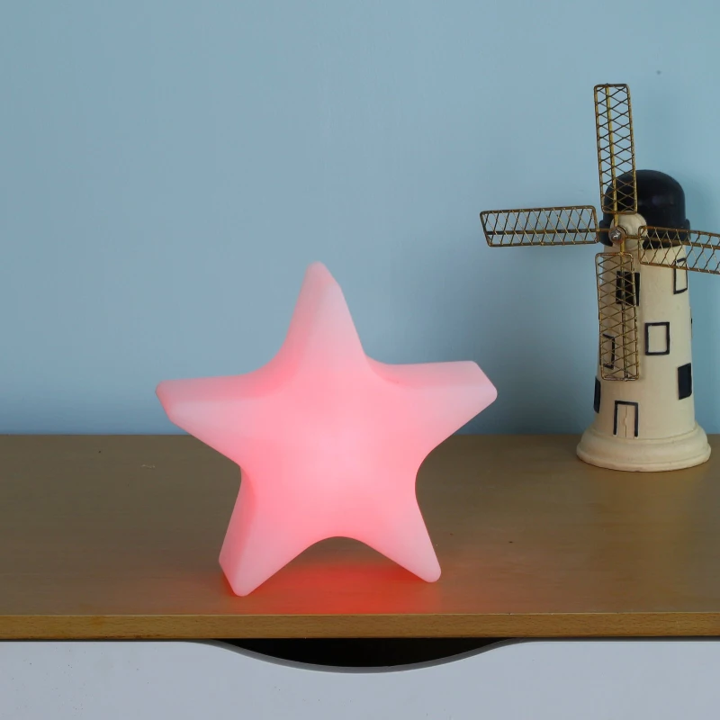 Outsunny Luz Estrella LED Lámpara Dormitorio Octurno Infantil con Mando a distancia de Color Blanco con Botones Regulables con Cargador 20x20x7cm