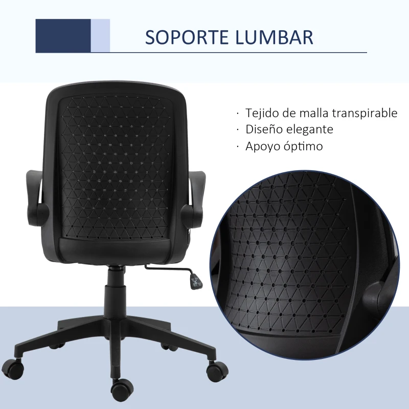 Vinsetto Silla de Juvenil Silla Escritorio Giratoria Ajustable en Altura con Reposabrazos Abatible Soporte Lumbar y Respaldo Transpirable 57x61x93-102 cm Gris