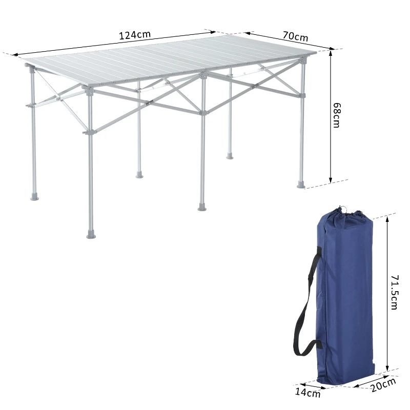 Outsunny Mesa Plegable Portátil Aluminio para Camping, Terraza, Jardín, Playa o Picnic con Bolsa para transportar