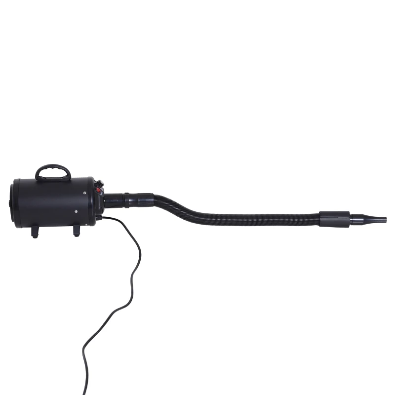 PawHut Secador de Pelo para Mascota Perro Gato Profesional Secador de Cabello Calentador 2500W Tubo Flexible Silencioso 4 Boquillas