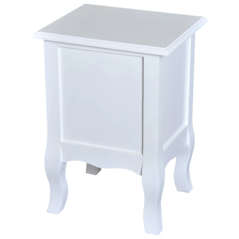 HomCom® Mesita de Noche Madera con 2 Cajones Mueble Dormitorio 34.7x30x49cm Blanco