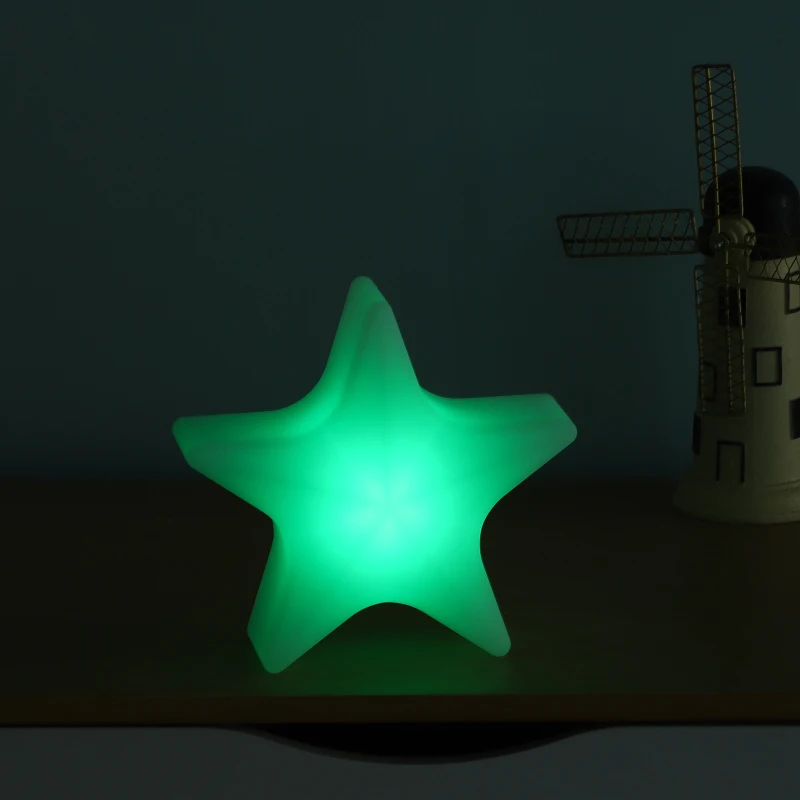 Outsunny Luz Estrella LED Lámpara Dormitorio Octurno Infantil con Mando a distancia de Color Blanco con Botones Regulables con Cargador 20x20x7cm