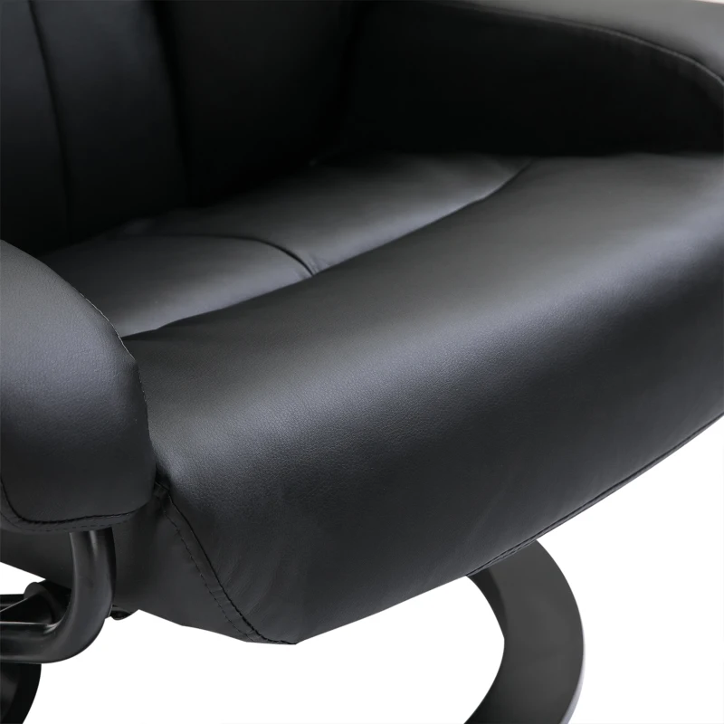 HOMCOM Massage Recliner Armchair, w/ Footstool, Leather, 145° Reclining, 360° Swivel, 10-point Massage, Black