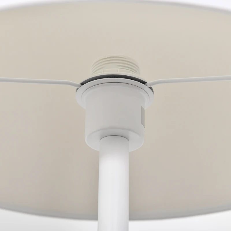 HOMCOM vloerlamp staande lamp met 3 draaibare niveaus elegant klassiek voor woonkamer slaapkamer kantoor staal rubberboomhout TC-weefsel marmer wit + naturel 38 x 38 x 155 cm