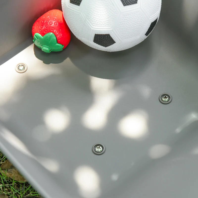 HOMCOM kinderkruiwagen metaal + kunststof grijs + geel + rood 71 x 38 x 33 cm