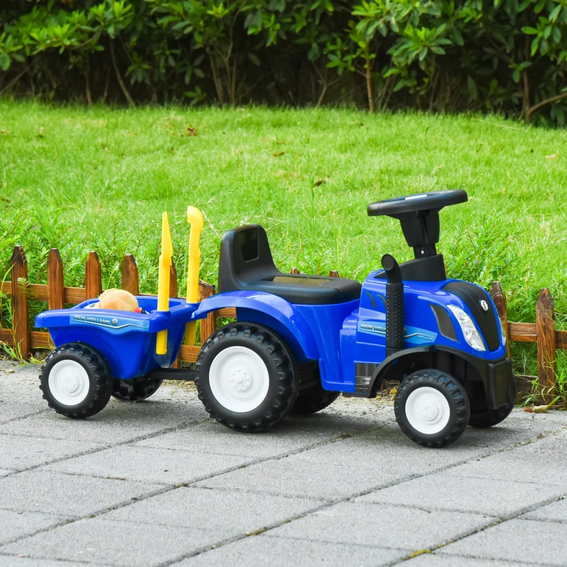 HOMCOM Sliding Car w/Horn No Power Storage Indoor & Outdoor for 12-36 Months Blue