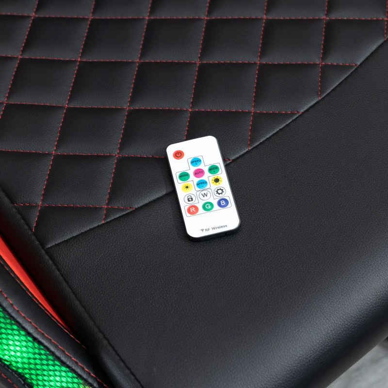 Vinsetto fotel gamingowy ze światłami LED RGB funkcja przechylania krzesło biurowe krzesło do biurka podnóżek ergonomiczny design nowoczesne z regulacją wysokości pianka sztuczna skóra, stal kolor czarny + czerwony 72x77x130-140 cm