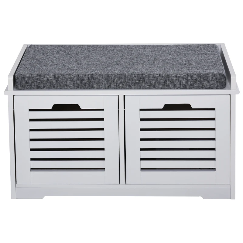 HOMCOM MDF Entryway 2-Drawer Shoe Bench White/Grey