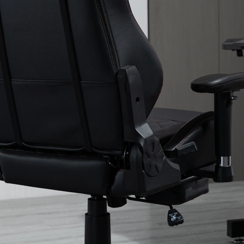Vinsetto fotel gamingowy ze światłami LED RGB funkcja przechylania krzesło biurowe krzesło do biurka podnóżek ergonomiczny design nowoczesne z regulacją wysokości pianka sztuczna skóra, stal kolor czarny + czerwony 72x77x130-140 cm
