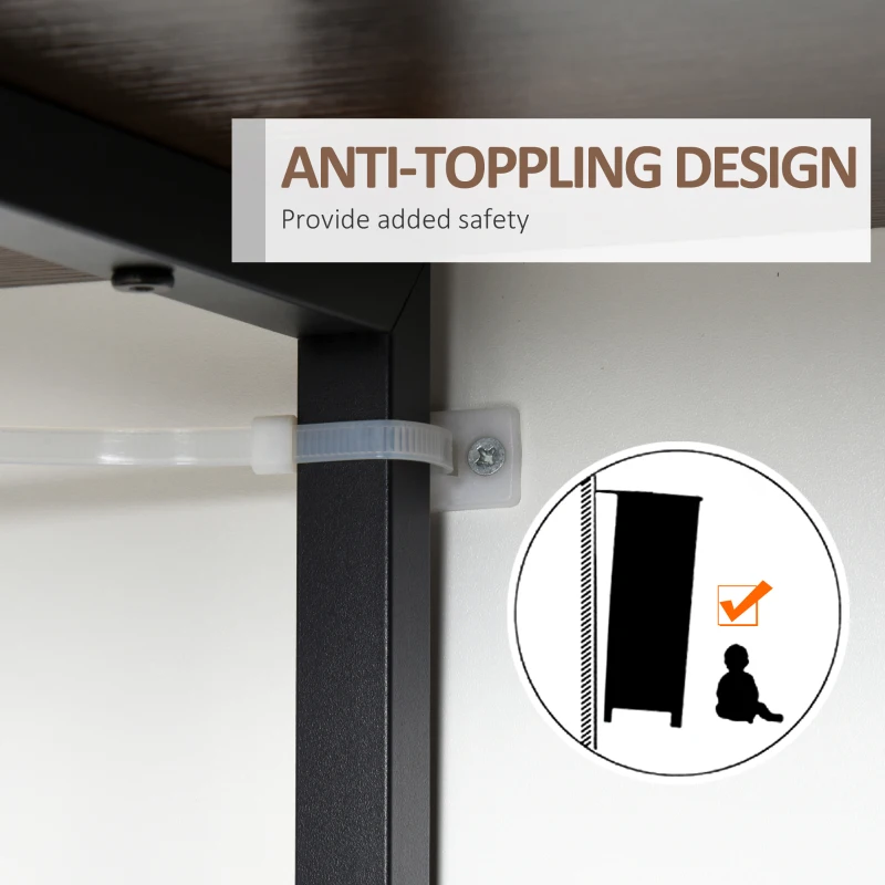 HOMCOM Industrial Storage Shelf Side Table Metal Frame End Desk with Cabinet & Rack