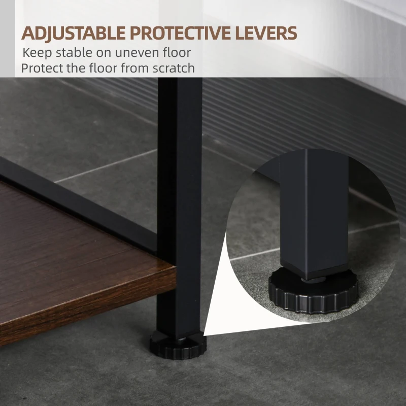 HOMCOM Industrial Storage Shelf Side Table Metal Frame End Desk with Cabinet & Rack