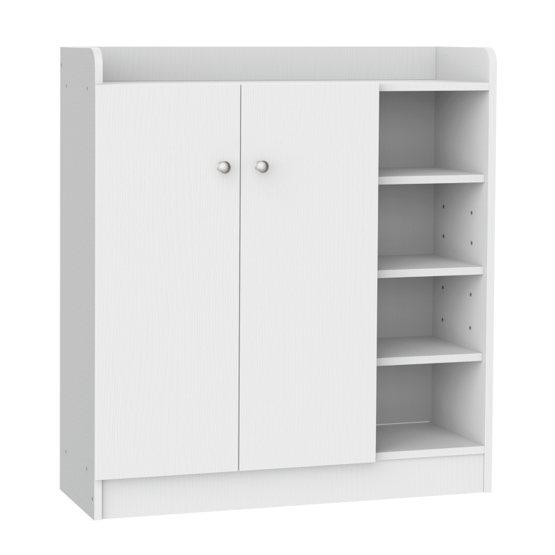 HOMCOM Shoe Storage Cabinet W/Adjustable Shelves-White