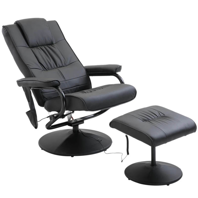 HOMCOM Reclining Massage Chair W/Footstool-Black
