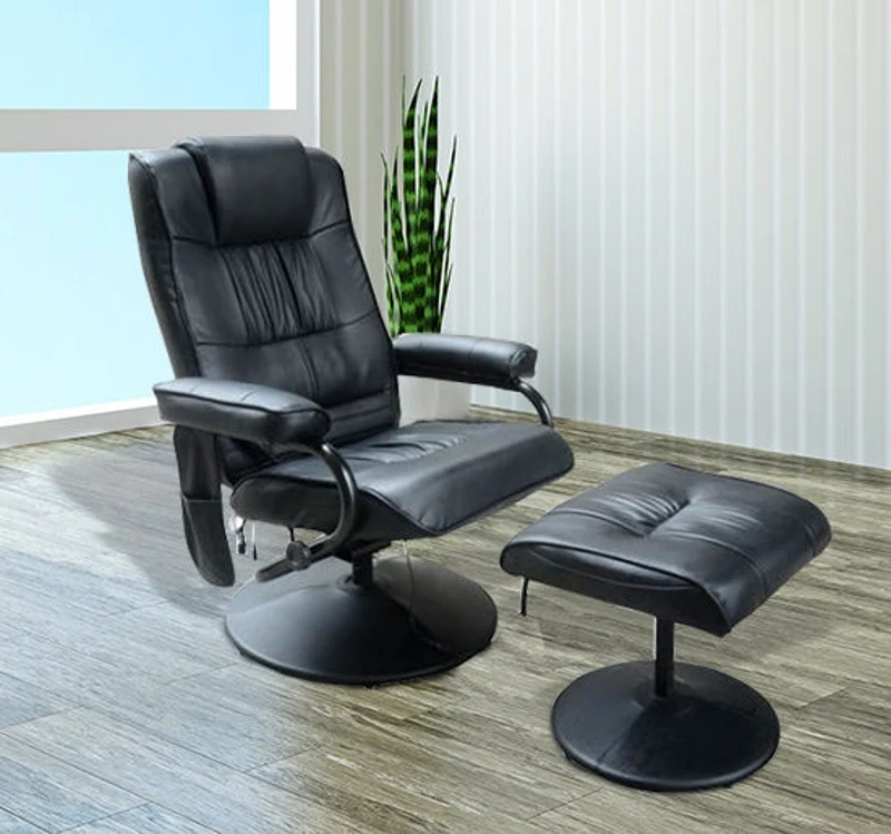 HOMCOM Reclining Massage Chair W/Footstool-Black
