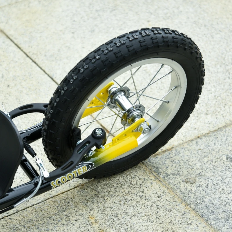 HOMCOM kinderscooter step kickscooter stadsscooter kinderstep kickboard met luchtbanden 12 inch zwart 120 x 58 x 85-95 cm