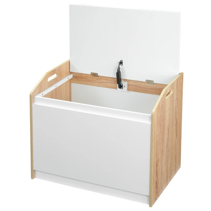 HOMCOM bank met opbergruimte 2-in-1 kistbank nachtkastje opbergkist wit + naturel 62,4 x 40 x 51,5 cm