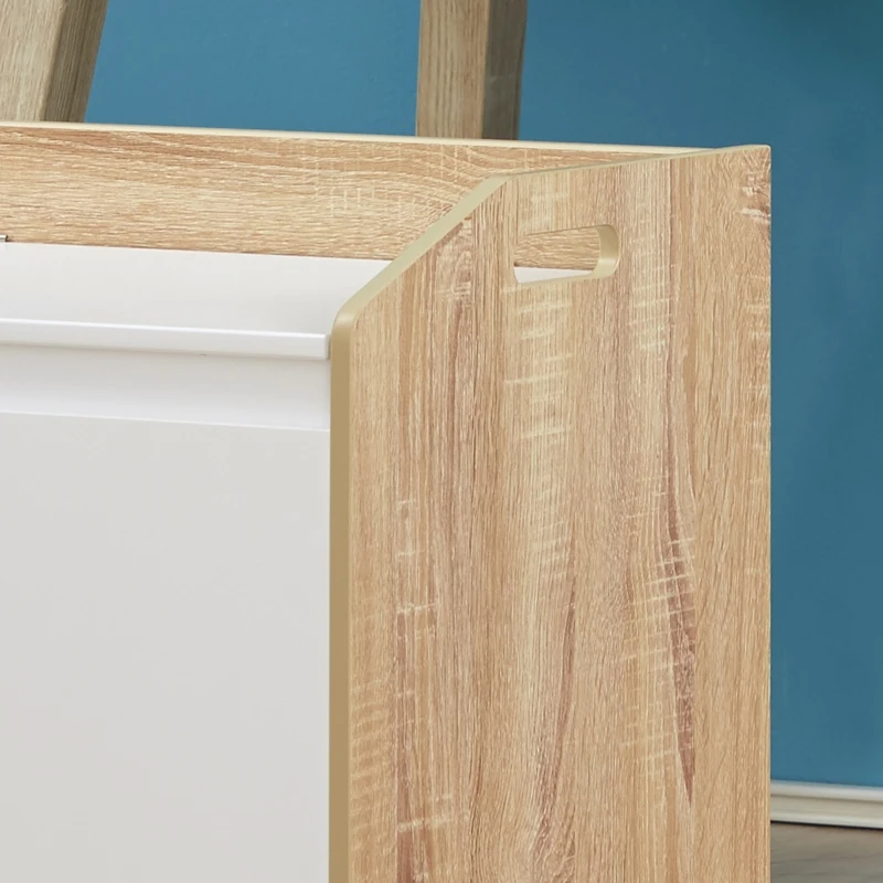 HOMCOM bank met opbergruimte 2-in-1 kistbank nachtkastje opbergkist wit + naturel 62,4 x 40 x 51,5 cm