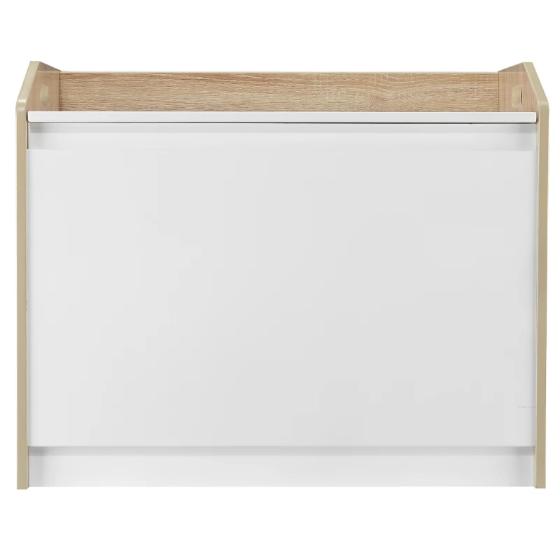 HOMCOM bank met opbergruimte 2-in-1 kistbank nachtkastje opbergkist wit + naturel 62,4 x 40 x 51,5 cm