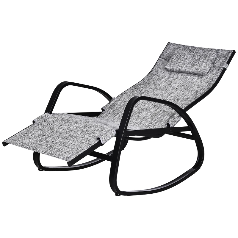Outsunny Metal Frame Zero Gravity Rocking Patio Chair w/ Pillow Grey