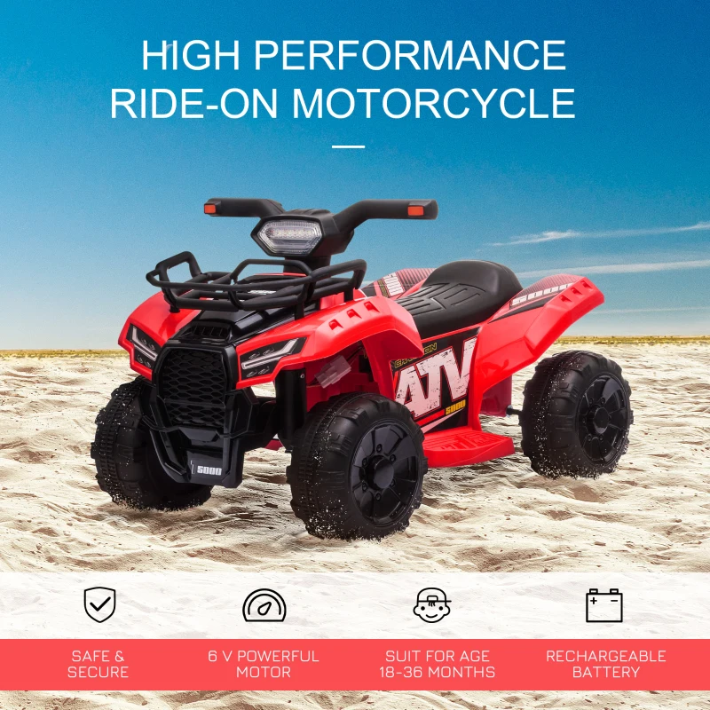HOMCOM Kids Ride-on Four Wheeler ATV Car with Real Working Headlights for 18-36M