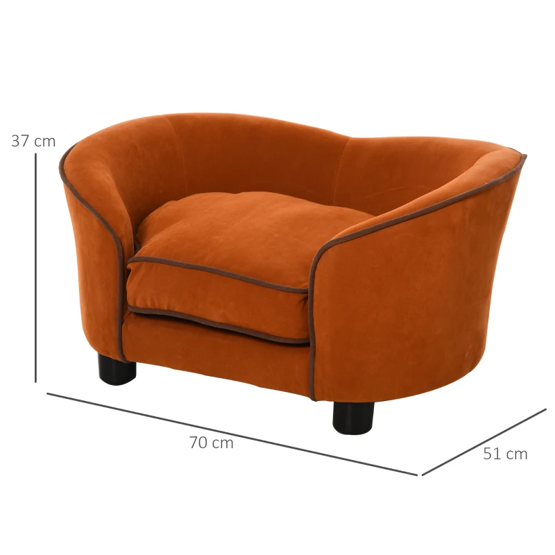 PawHut Hondenbank hondensofa kattenbank huisdierenbank hondenmand pluche bruin