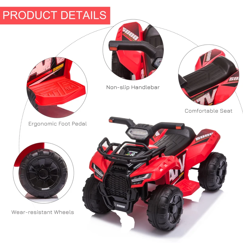 HOMCOM Kids Ride-on Four Wheeler ATV Car with Real Working Headlights for 18-36M