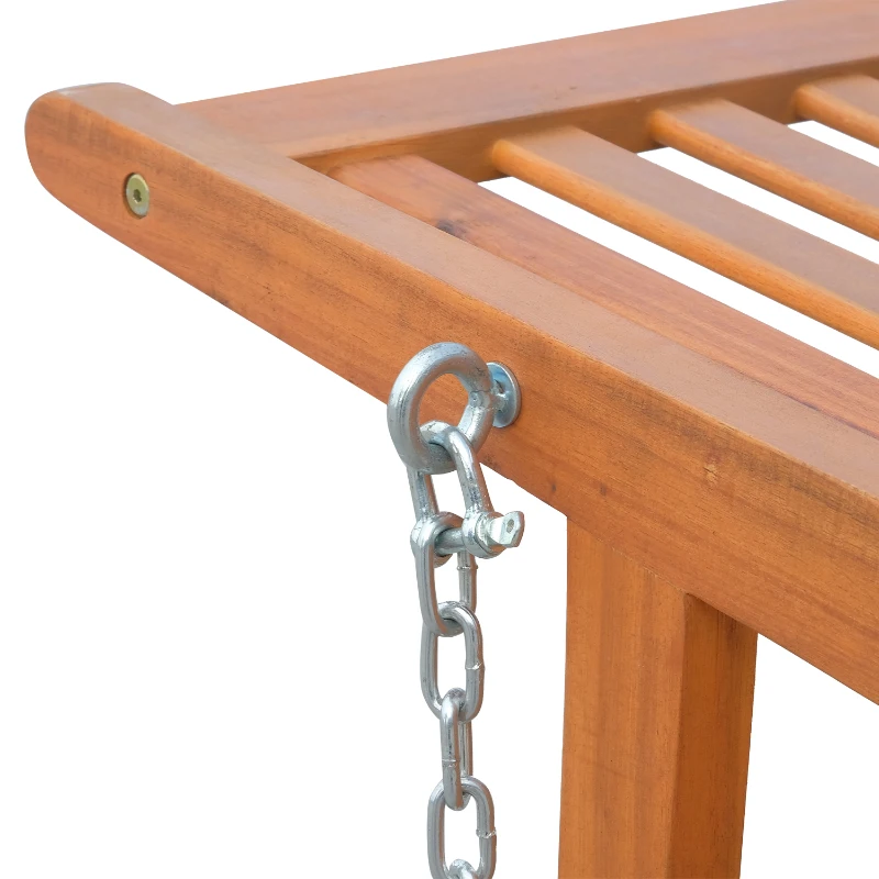 Outsunny® ŁAWKA WISZĄCA HUŚTAWKA OGRODOWA 2-OSOBOWA Z ŁAŃCUCHAMI drewno brązowa