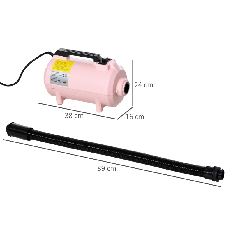 Suszarka dla zwierząt domowych 3 dysze regulowana prędkość temperatura różowy