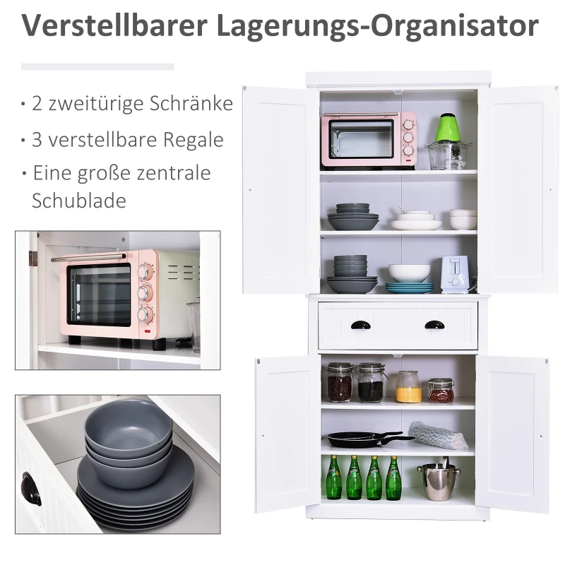 Szafka kuchenna Szafka na naczynia z szufladą Szafka do jadalni 6 poziomów MDF biały