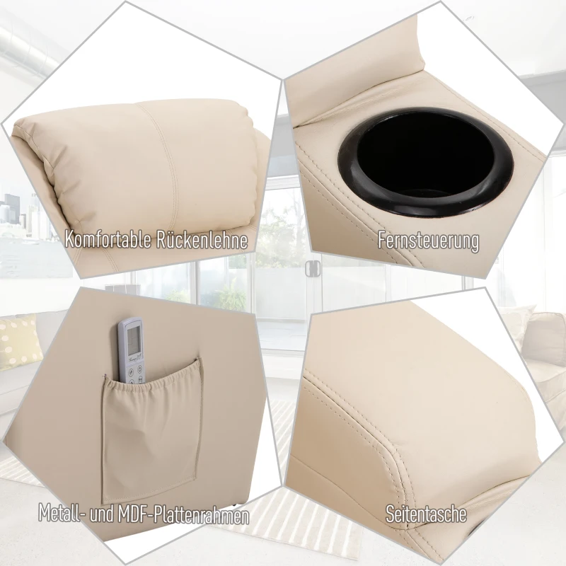 Sofa z masażem Fotel relaksacyjny Fotel TV Fotel z funkcją masażu i odchylania Beżowy HOMCOM®