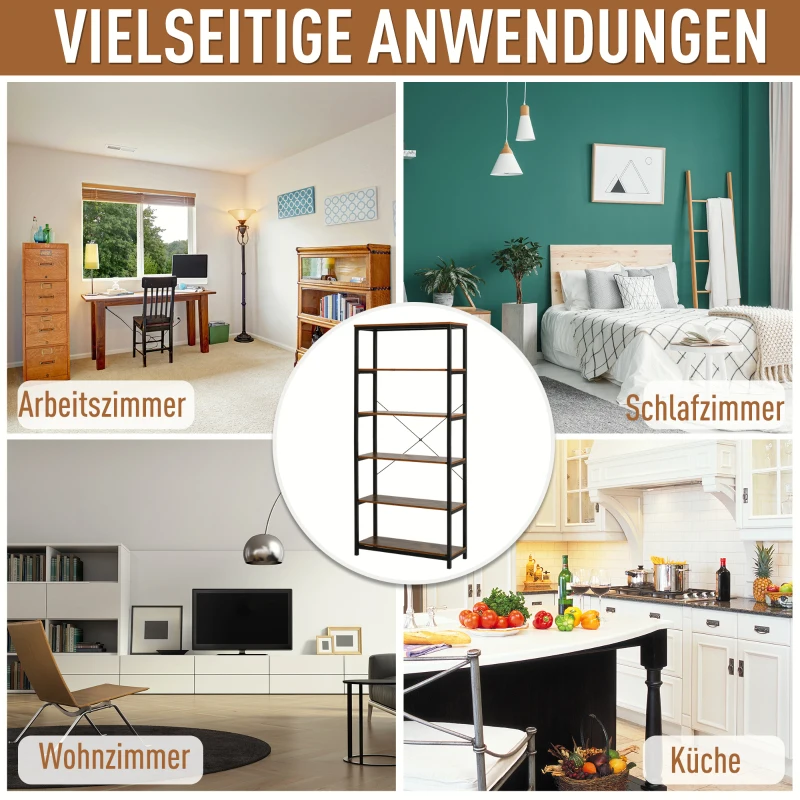 HOMCOM Regał na książki z 5 półkami