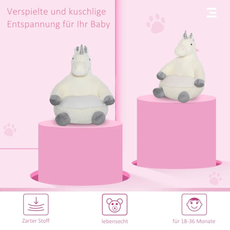 Pluszowy fotel dziecięcy pluszowy zwierzak krzesło dziecięce jednorożec do pokoju dziecięcego 59x58x68 cm