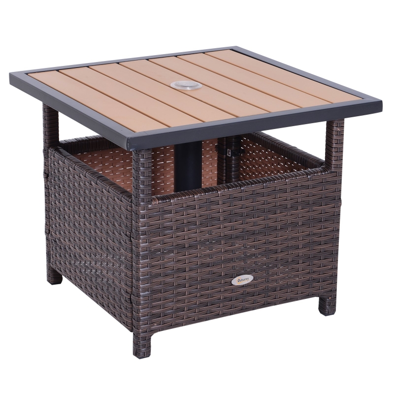 Outsunny STOLIK OGRODOWY STÓŁ NA PARASOL RATTAN brązowy