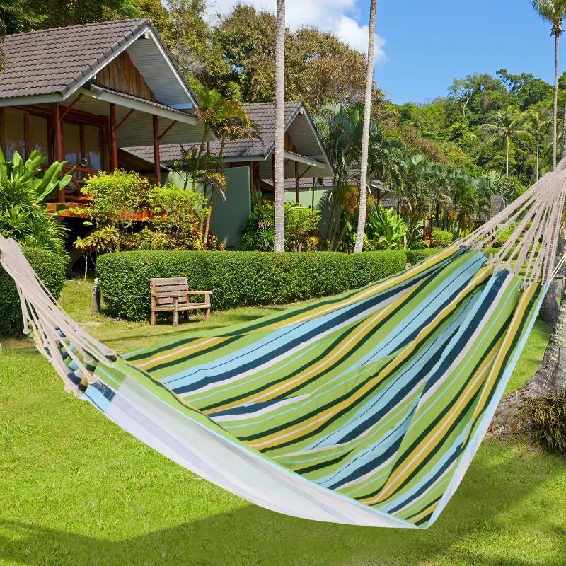 Hamak ogrodowy wieloosobowy 210x145cm- zielono-żołto-niebieski Outsunny