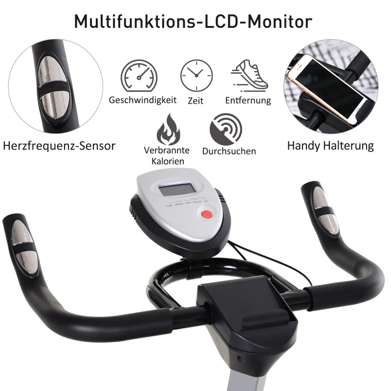 HOMCOM® Rower Treningowy do Użytku Domowego Fitness Bezstopniowy Opór Magnetyczny Stal