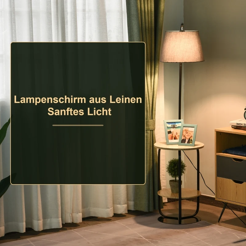 Lampa podłogowa lampa stojąca z półką drewno sosnowe + PVC 40x40x163cm