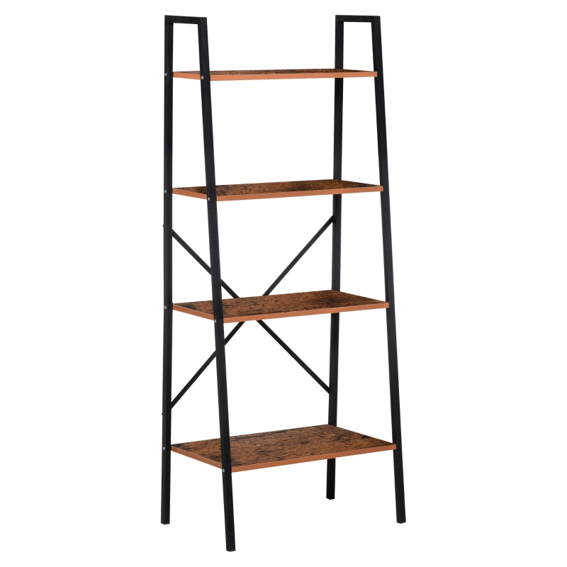 HOMCOM® REGAŁ STOJĄCY NA KSIĄŻKI KWIATY DREWNO VINTAGE 4 PÓŁKI