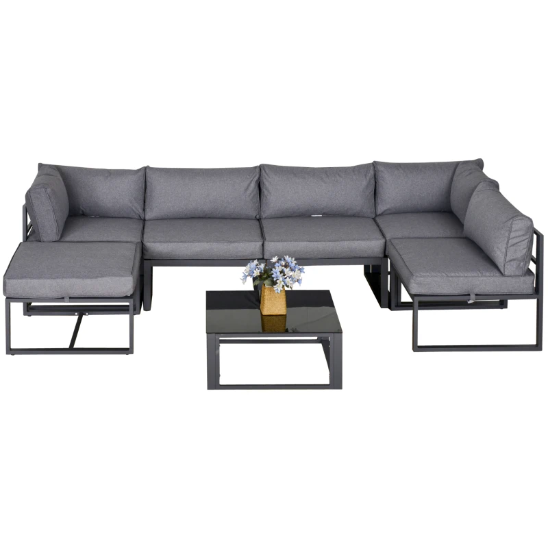 7-częściowy zestaw mebli ogrodowych ogrodowy komplet wypoczynkowy ze stolikiem z poduszkami aluminium