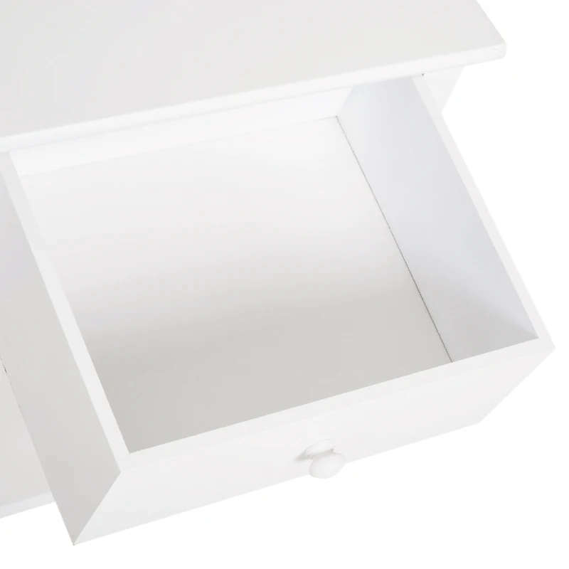 HOMCOM Stolik, stolik nocny, stolik pod telefon, stolik na kwiaty z szufladą, drewno, biały