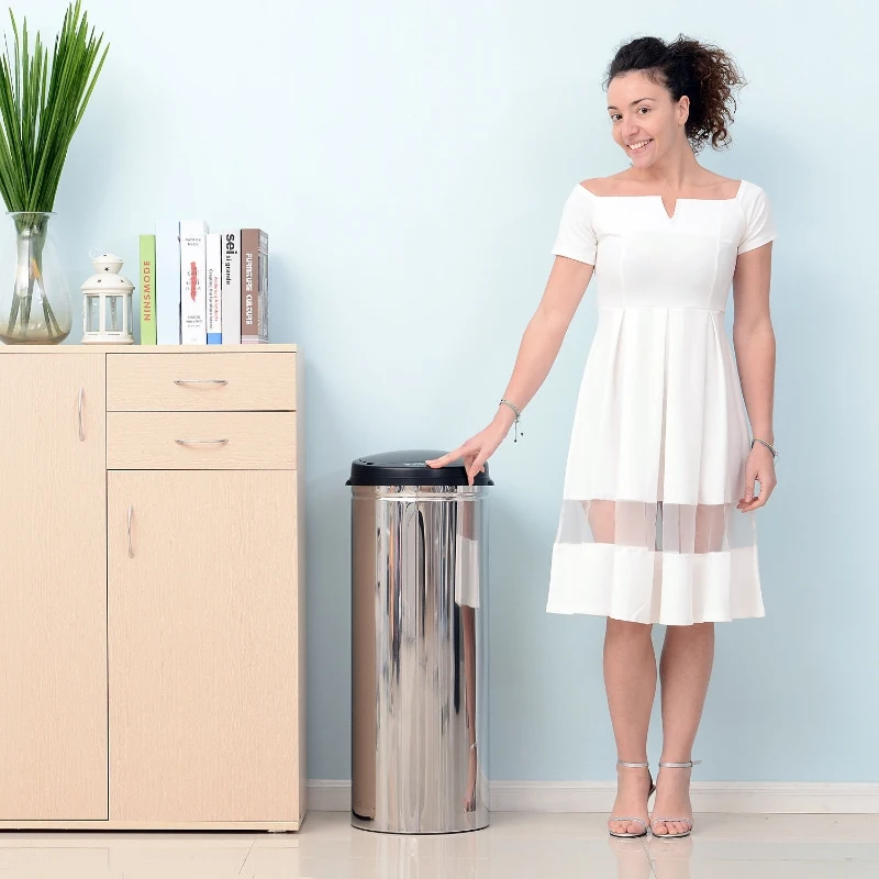 HOMCOM KOSZ NA ŚMIECI STALOWY AUTOMATYCZNY 50L