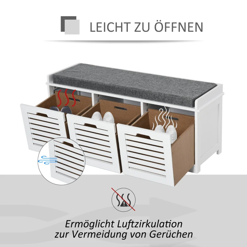 Ławka do przedpokoju komoda na buty 3 szuflady stojak na buty ławka wielofunkcyjna biały