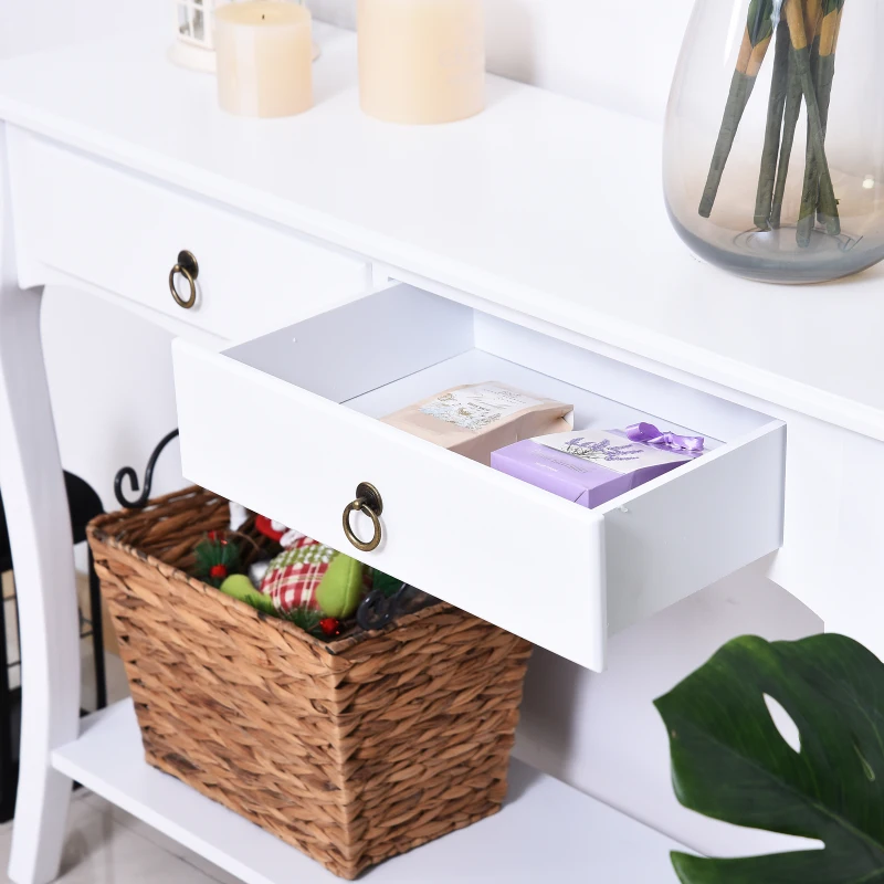 HOMCOM® STOLIK KONSOLA SIDEBOARD Z 2 SZUFLADAMI biały