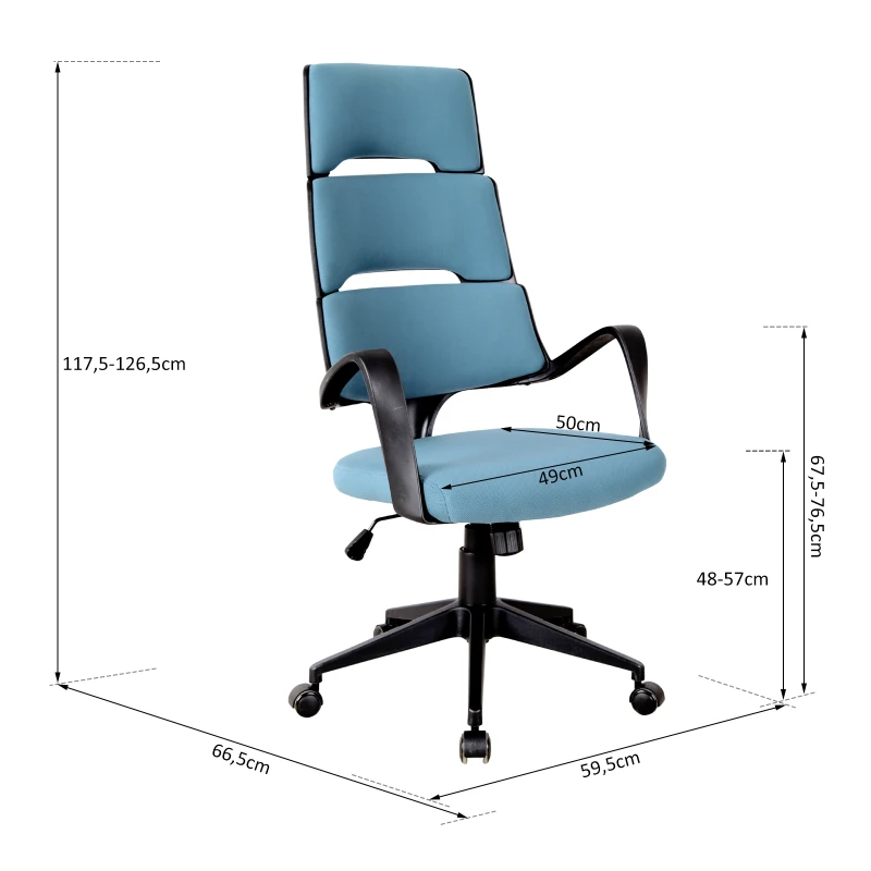Vinsetto® FOTEL BIUROWY OBROTOWY SZEFA ODCHYLANE OPARCIE REGULACJA WYSOKOŚCI niebiski lniany 59,5 x 66,5 x 117,5-126,5 cm