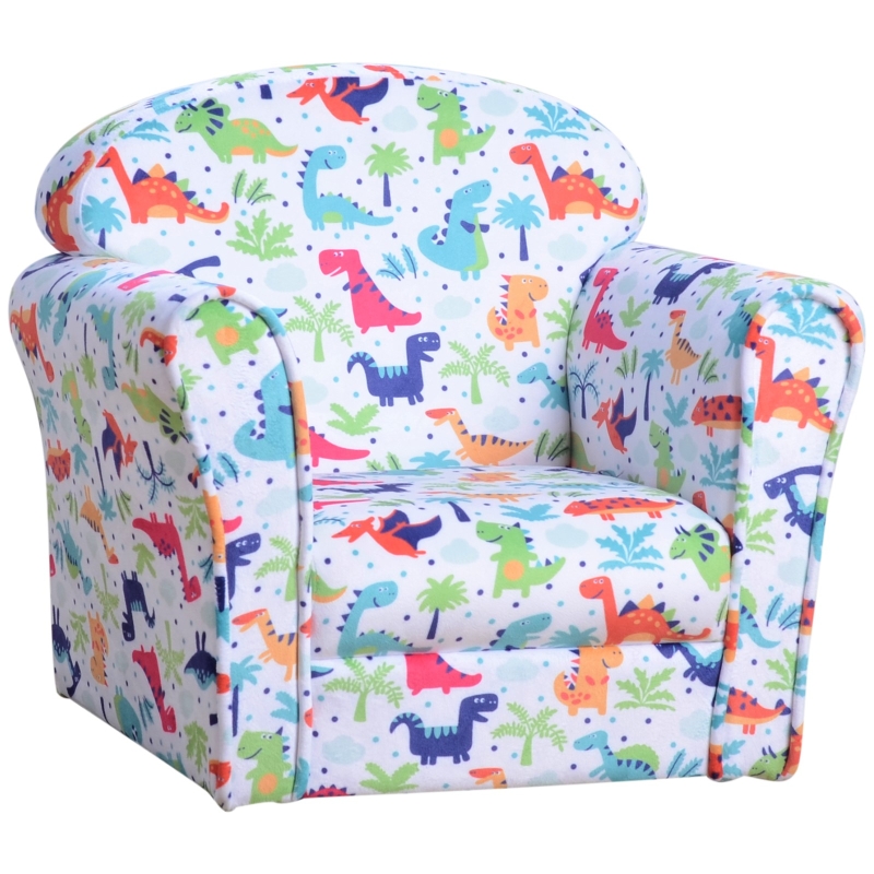 HOMCOM® FOTEL MINIFOTEL SOFA TAPICEROWANA DLA DZIECI W WIEKU 3–9 LAT flanela + drewno + pianka 50 x 39 x 44 cm