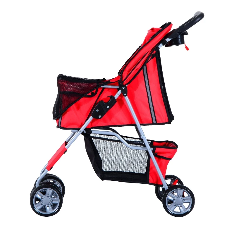 PawHut WÓZEK SPACEROWY DLA PSA KOTA TRANSPORTER czerwony