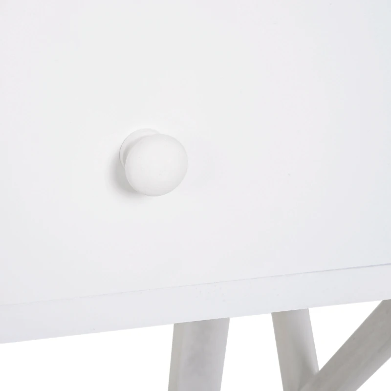 HOMCOM Stolik, stolik nocny, stolik pod telefon, stolik na kwiaty z szufladą, drewno, biały