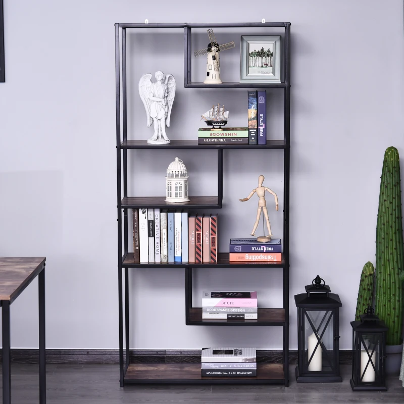 Homcom® Regał na Książki Akta Stabilny Płyta Wiórowa Brązowy 82 X 33,5 X 175 cm